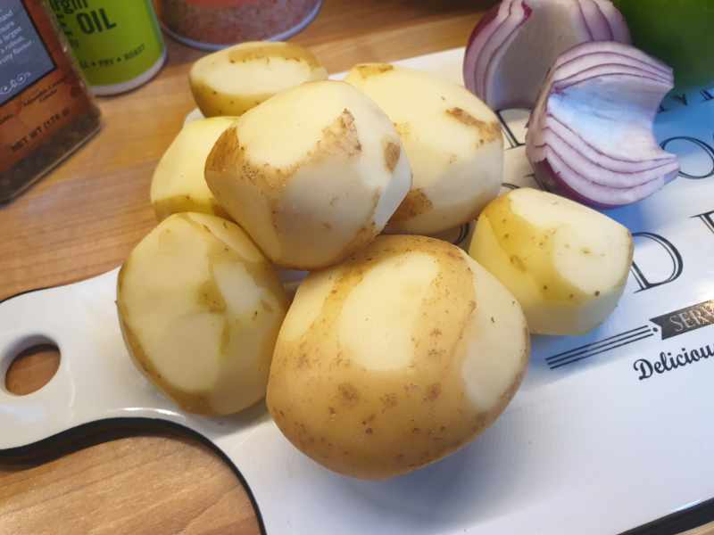 Potatoes Partly Peeled
